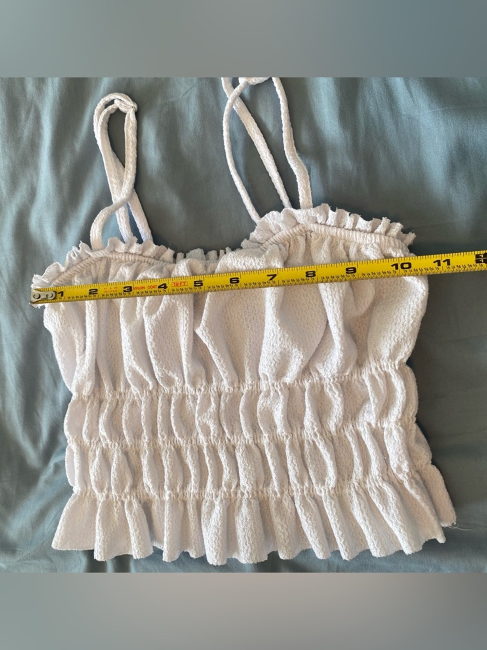 White Smocked Cropped Tank Top and Blue Floral Skirt Outfit Size Small - Picture 15 of 15